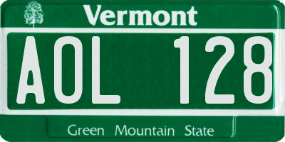 VT license plate AOL128