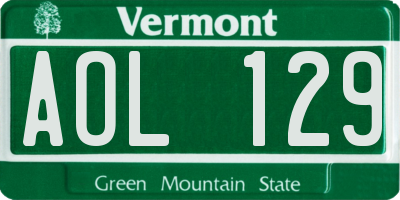 VT license plate AOL129