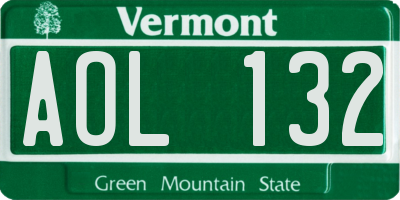 VT license plate AOL132