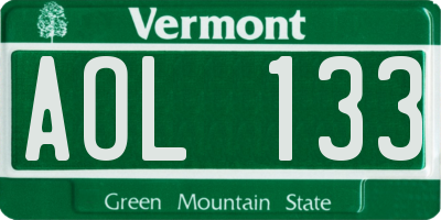 VT license plate AOL133