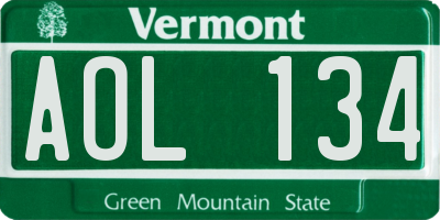 VT license plate AOL134