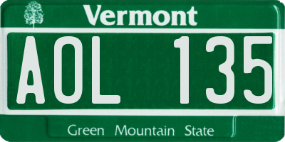 VT license plate AOL135