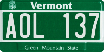 VT license plate AOL137