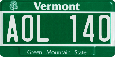 VT license plate AOL140