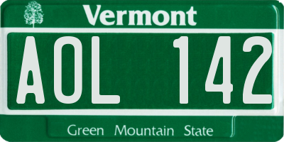 VT license plate AOL142