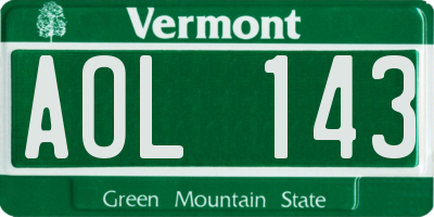 VT license plate AOL143