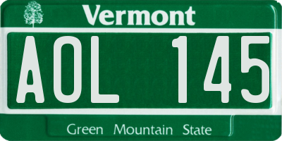 VT license plate AOL145