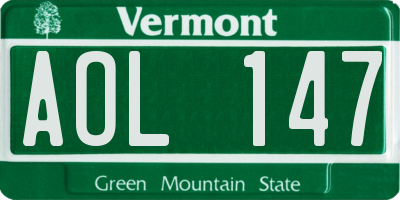 VT license plate AOL147