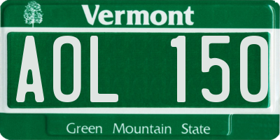 VT license plate AOL150