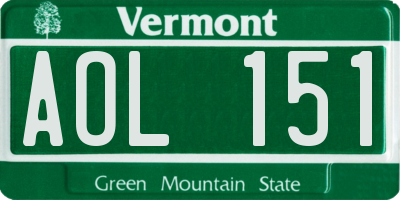 VT license plate AOL151