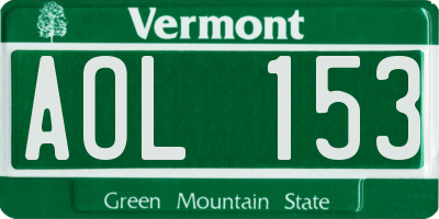 VT license plate AOL153