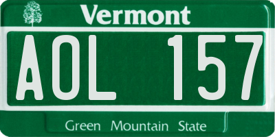 VT license plate AOL157
