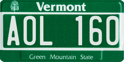 VT license plate AOL160