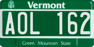 VT license plate AOL162