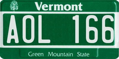 VT license plate AOL166