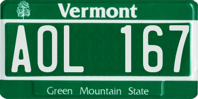 VT license plate AOL167