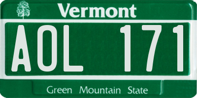 VT license plate AOL171