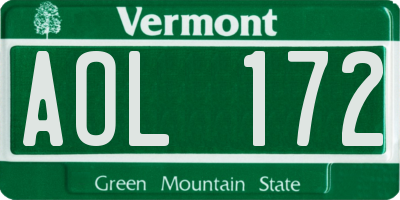 VT license plate AOL172