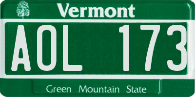 VT license plate AOL173