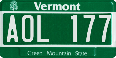 VT license plate AOL177