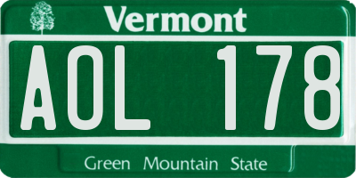 VT license plate AOL178