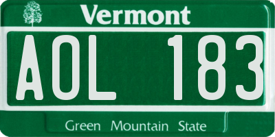 VT license plate AOL183