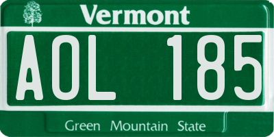 VT license plate AOL185