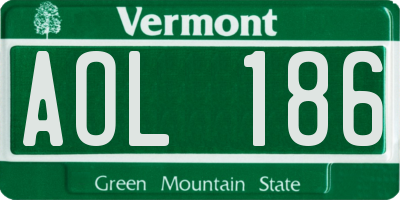 VT license plate AOL186