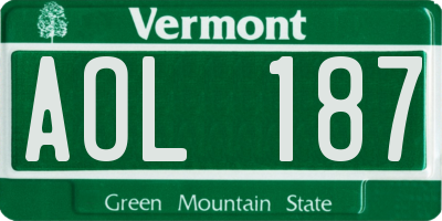 VT license plate AOL187