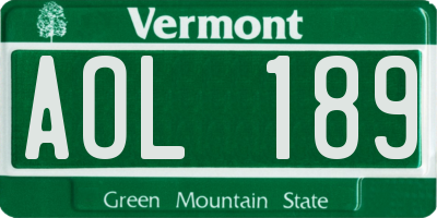 VT license plate AOL189
