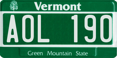 VT license plate AOL190