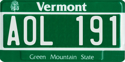 VT license plate AOL191