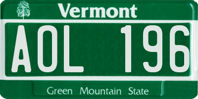 VT license plate AOL196
