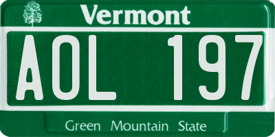 VT license plate AOL197