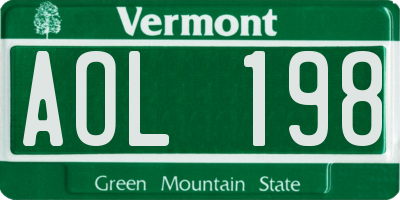 VT license plate AOL198