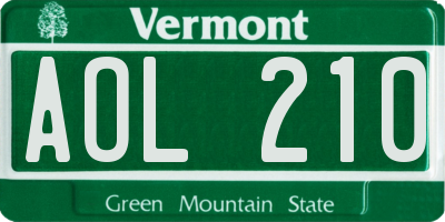 VT license plate AOL210