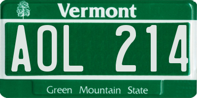 VT license plate AOL214