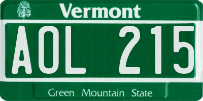 VT license plate AOL215