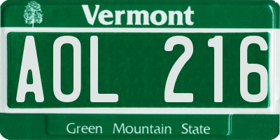 VT license plate AOL216