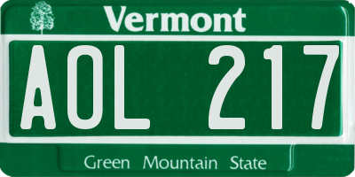 VT license plate AOL217