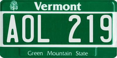 VT license plate AOL219