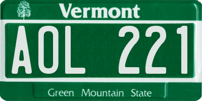 VT license plate AOL221