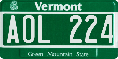VT license plate AOL224