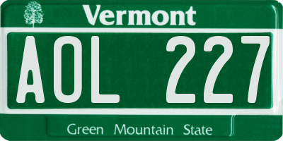 VT license plate AOL227