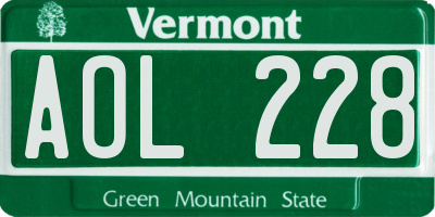 VT license plate AOL228