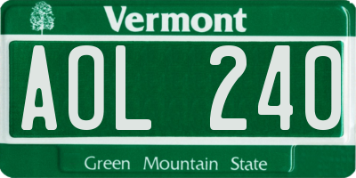 VT license plate AOL240