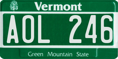VT license plate AOL246