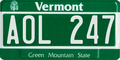 VT license plate AOL247