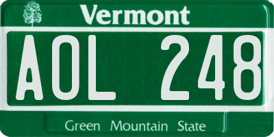 VT license plate AOL248