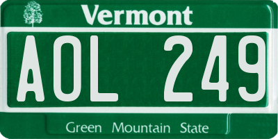 VT license plate AOL249